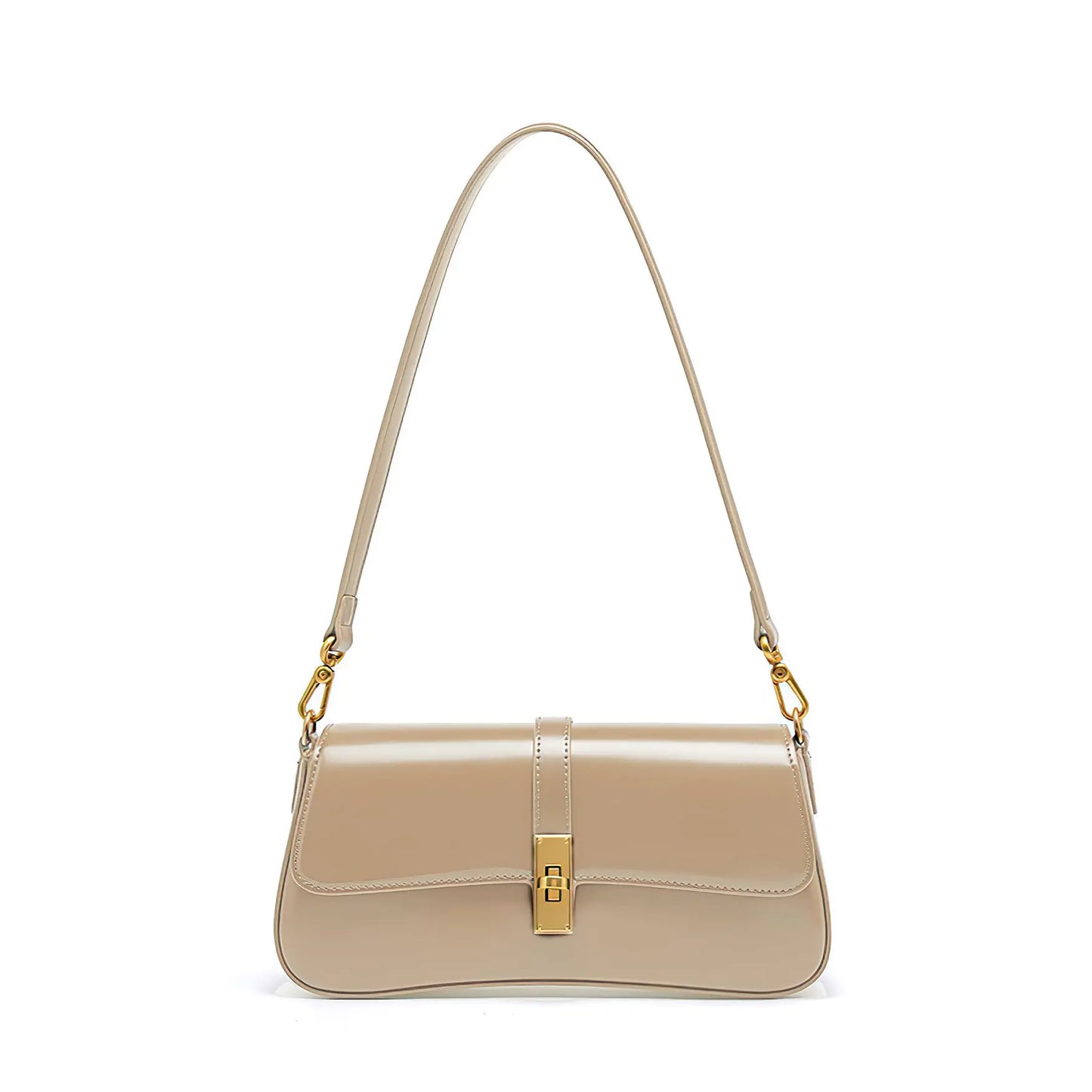 Elegant Glossy Baguette Bag