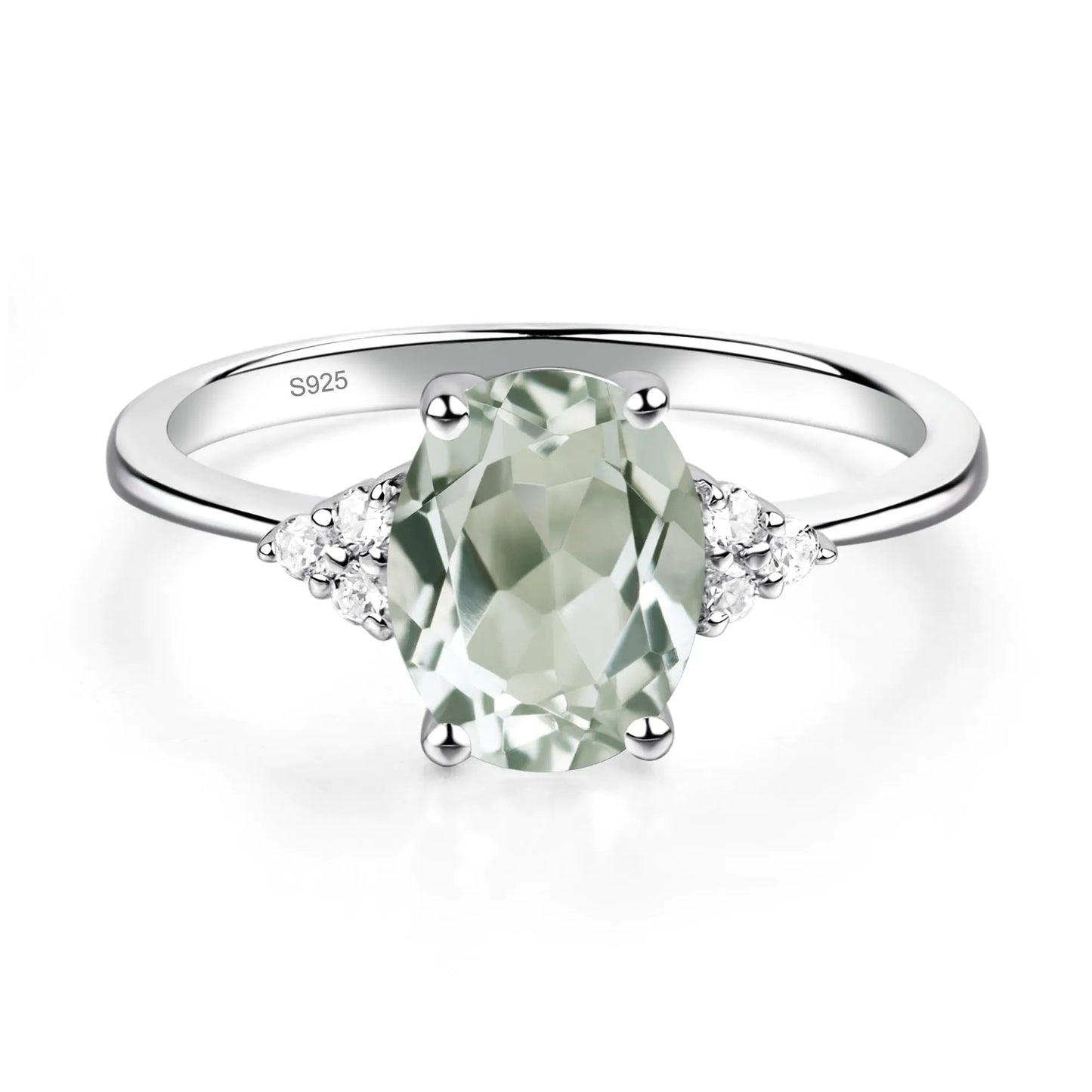 Celeste Glow™ Oval Green Amethyst Ring – 18K White Gold