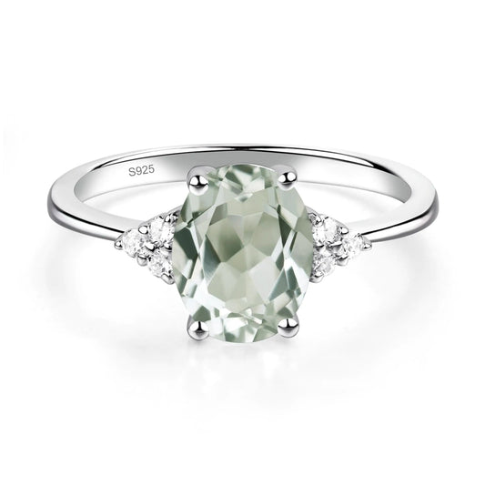 Celeste Glow™ Oval Green Amethyst Ring – 18K White Gold