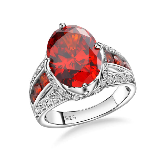 Scarlet Elegance™ Garnet Ring – Sterling Silver Radiance