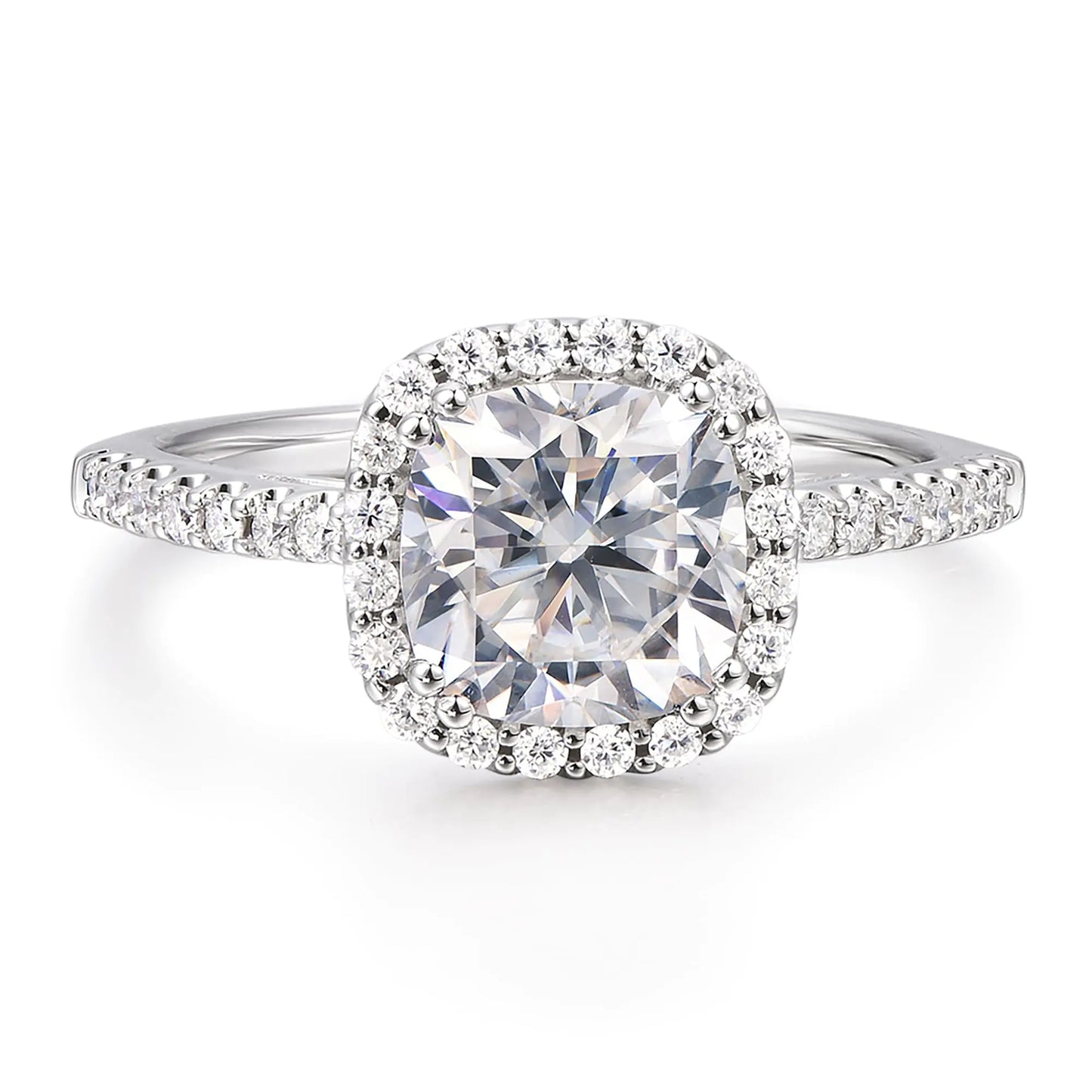 Eternal Brilliance™ Cushion Cut Diamond Halo Ring – 18K White Gold
