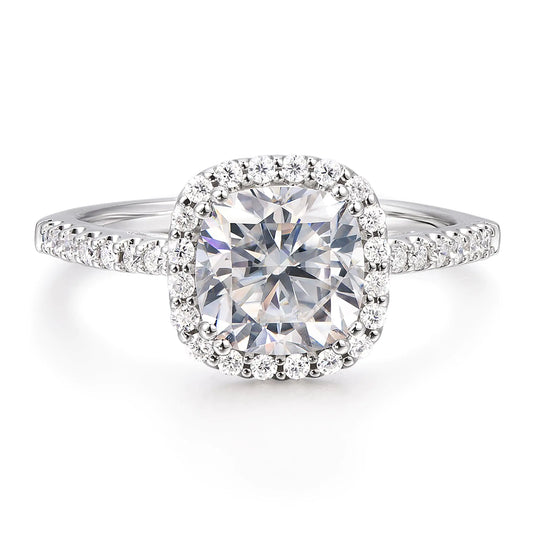 Eternal Brilliance™ Cushion Cut Diamond Halo Ring – 18K White Gold