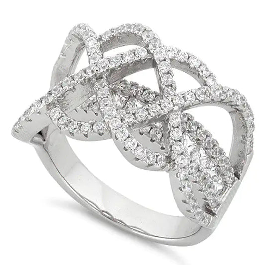 Radiant Infinity™ White Gold Diamond Ring – Elegant Twisted Design